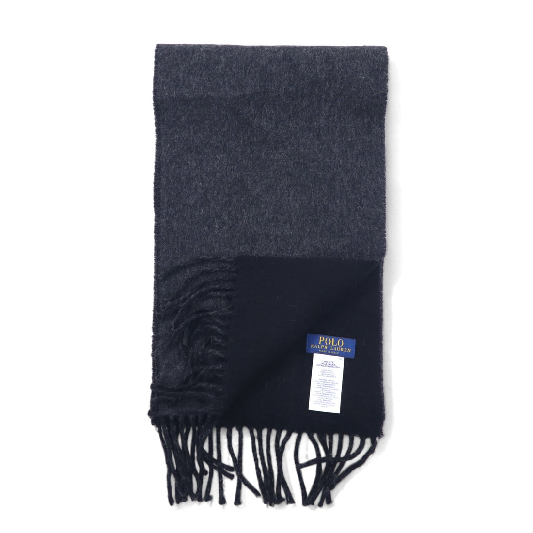 POLO RALPH LAUREN Made in Italy Scarf Black Grey Small Pony Embroidery