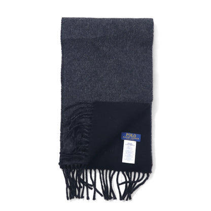 POLO RALPH LAUREN イタリア製 マフラー ブラック グレー スモールポニー 刺繍