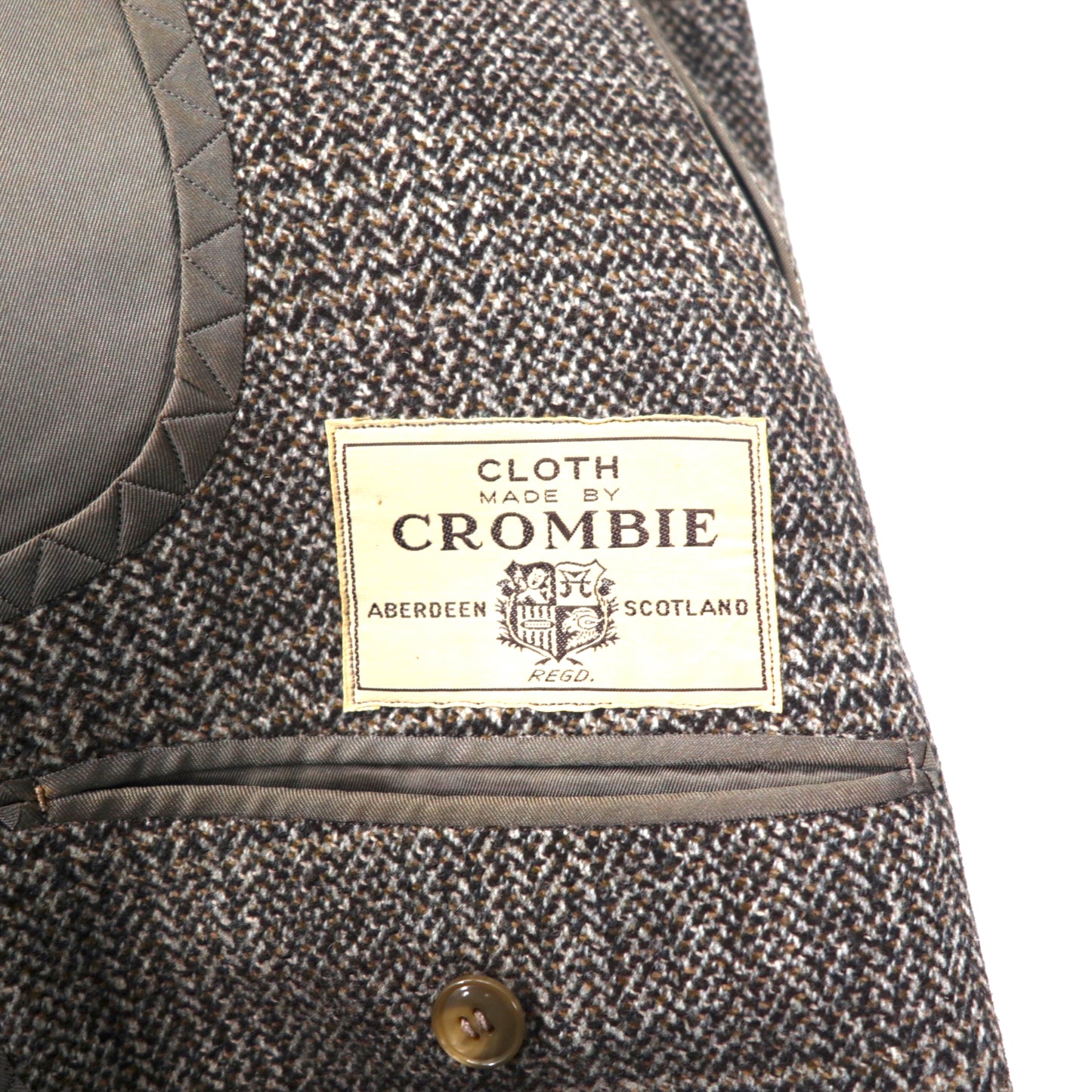 Vintage British Tweed Over Coat 60年代 CLOTH MADE BY CROMBIE OF SCOTLAND チェスターコート M グレー グレンチェック ウール