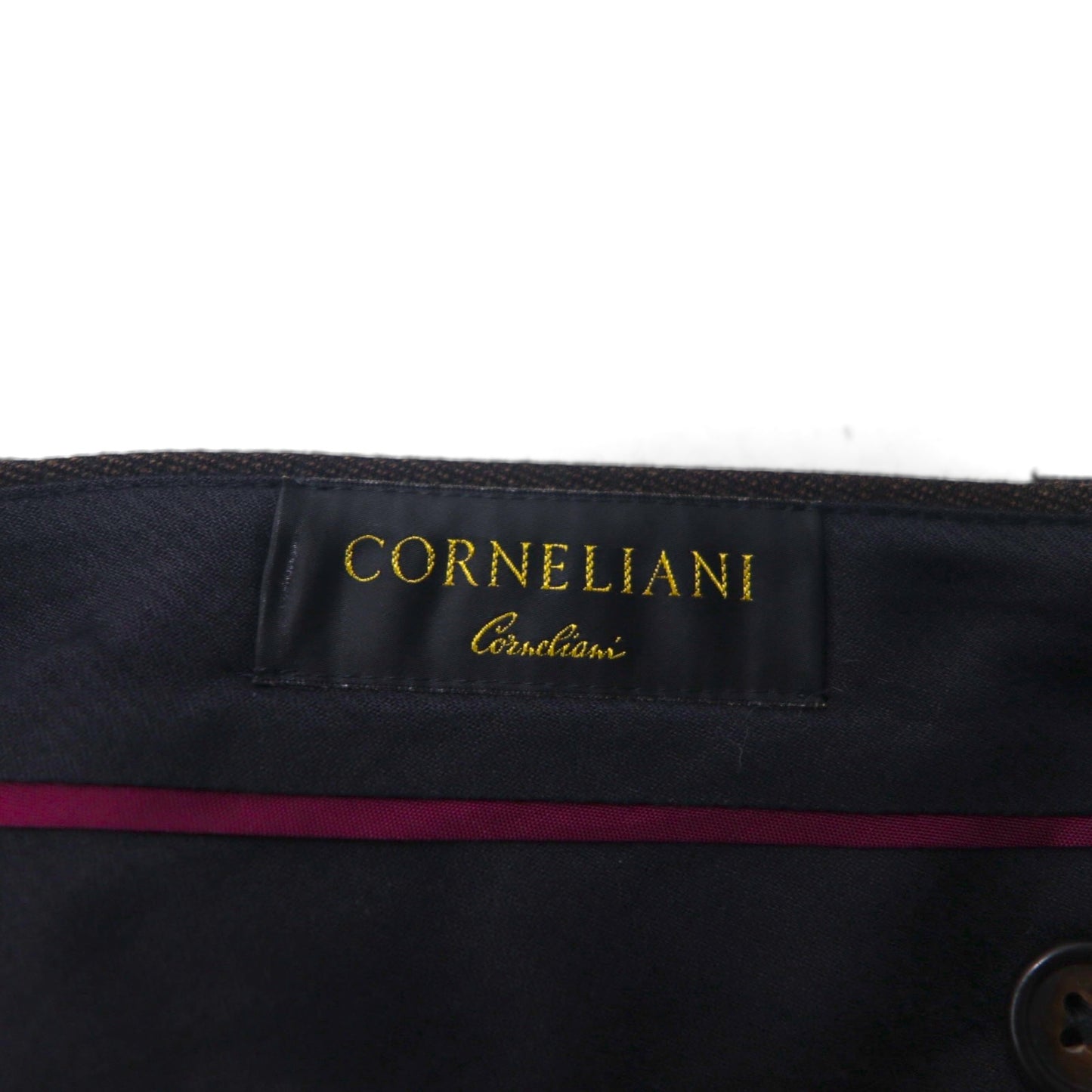 Italy Vintage CORNELIANI Trousers, Made in Italy, Double-Tuck Wide Leg Trousers, XL, Brown Wool