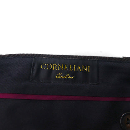 Italy Vintage CORNELIANI Trousers, Made in Italy, Double-Tuck Wide Leg Trousers, XL, Brown Wool