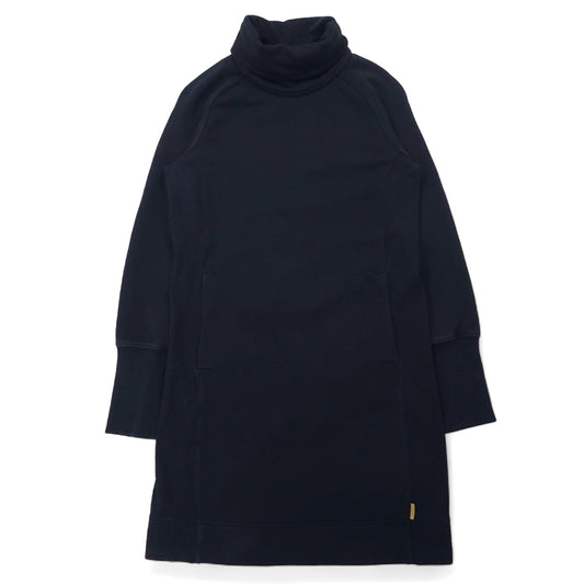 MERRELL タートルネック スウェット ワンピース S ブラック コットン French Terry Dress Cowl Neck Long Sleeve Pockets JWF25772