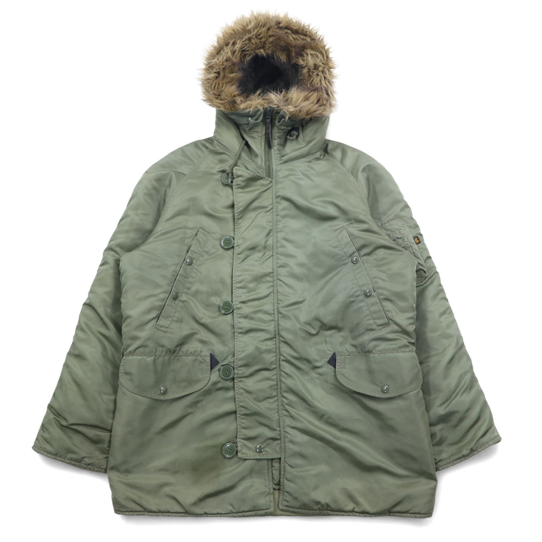 日本然リトテ-古着オンライン-ALPHA INDUSTRIES INC N-3B フライトジャケット M カーキ ポリエステル ドローコード ファー着脱可能 MIL-J-6279-ALPHA INDUSTRIES INC N- 3B Flight Jacket M Khaki Polyester Drawcord Fur Detachable MIL-J-6279