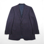 BURBERRY Silk Blend Tailored Jacket, Size M, Check, PRESTIGE COLLECTION, Made in Japan