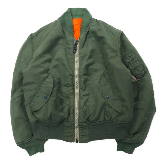 日本然リトテ-古着オンライン-ALPHA INDUSTRIES USA製 90年代 US AIR FORCE 米軍 MA-1 フライトジャケット リバーシブル M カーキ オレンジ ナイロン IDEALジップ-ALPHA INDUSTRIES USA MADE 90's US Air Force US Army MA-1 Flight Jacket Reversible M Khaki Orange Nylon IDEAL Zip