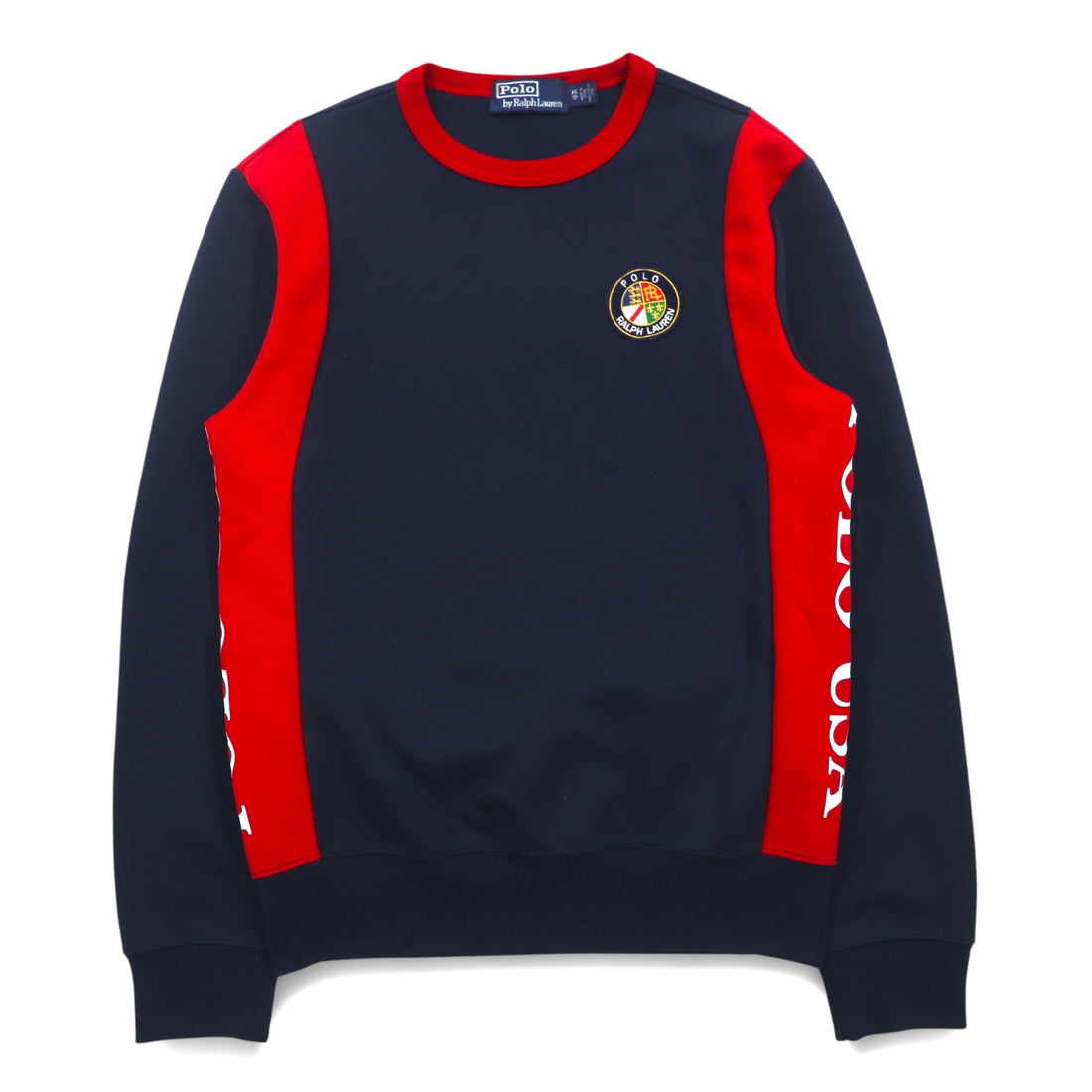 Polo by Ralph Lauren Crew Neck Sweatshirt, XS, Navy, Red, Cotton, Back Print
