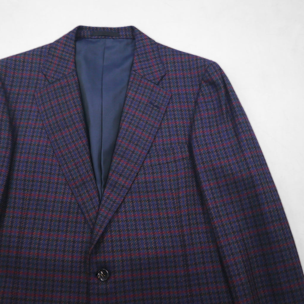 BURBERRY Silk Blend Tailored Jacket, Size M, Check, PRESTIGE COLLECTION, Made in Japan