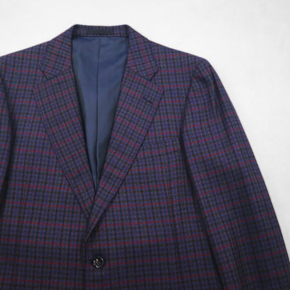 BURBERRY Silk Blend Tailored Jacket, Size M, Check, PRESTIGE COLLECTION, Made in Japan