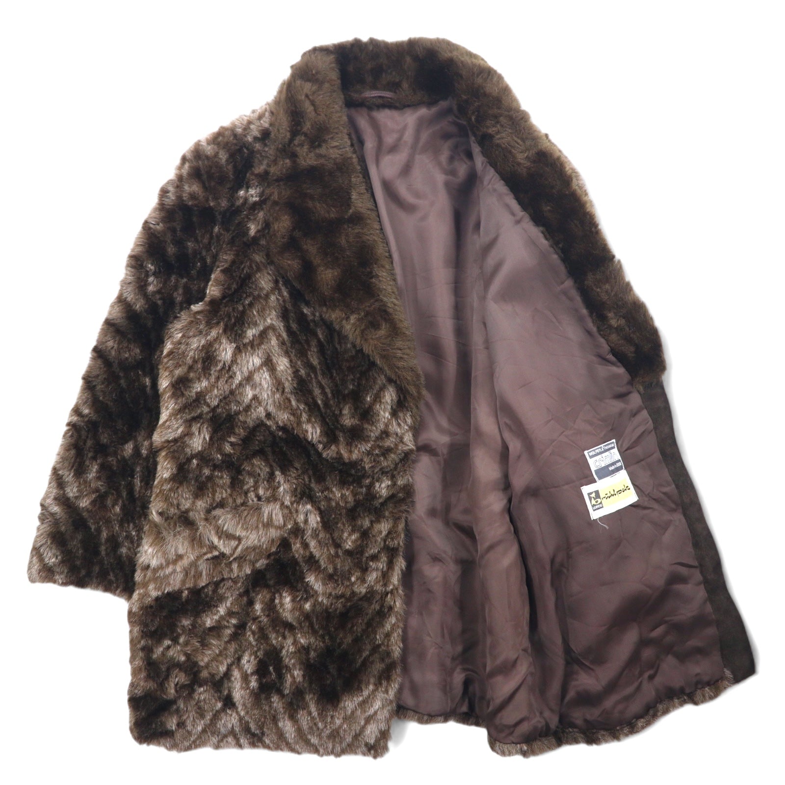 East German 1970s WOLPRYLA Faux Fur Coat FREE Brown Polyester