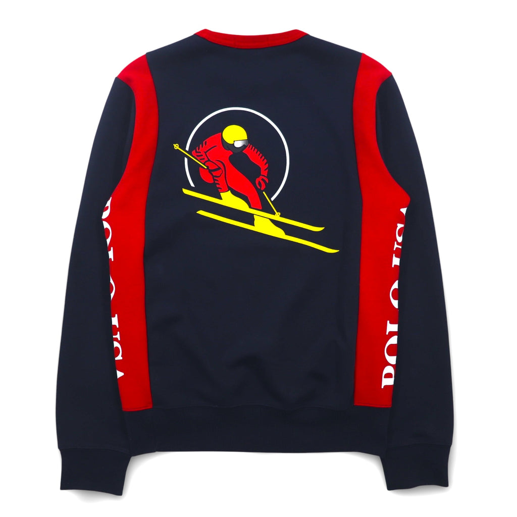 Polo by Ralph Lauren クルーネック スウェット XS ネイビー レッド コットン バックプリント