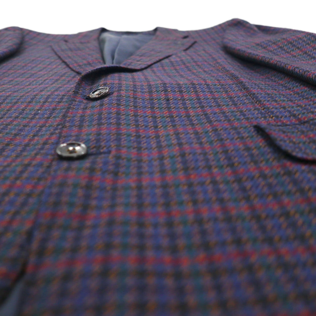 BURBERRY Silk Blend Tailored Jacket, Size M, Check, PRESTIGE COLLECTION, Made in Japan