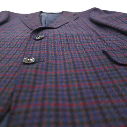 BURBERRY Silk Blend Tailored Jacket, Size M, Check, PRESTIGE COLLECTION, Made in Japan