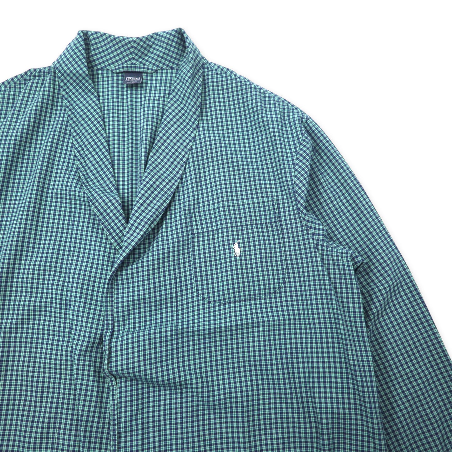 Polo by Ralph Lauren ガウンコート 羽織 L/XL グリーン チェック コットン スモールポニー刺繍