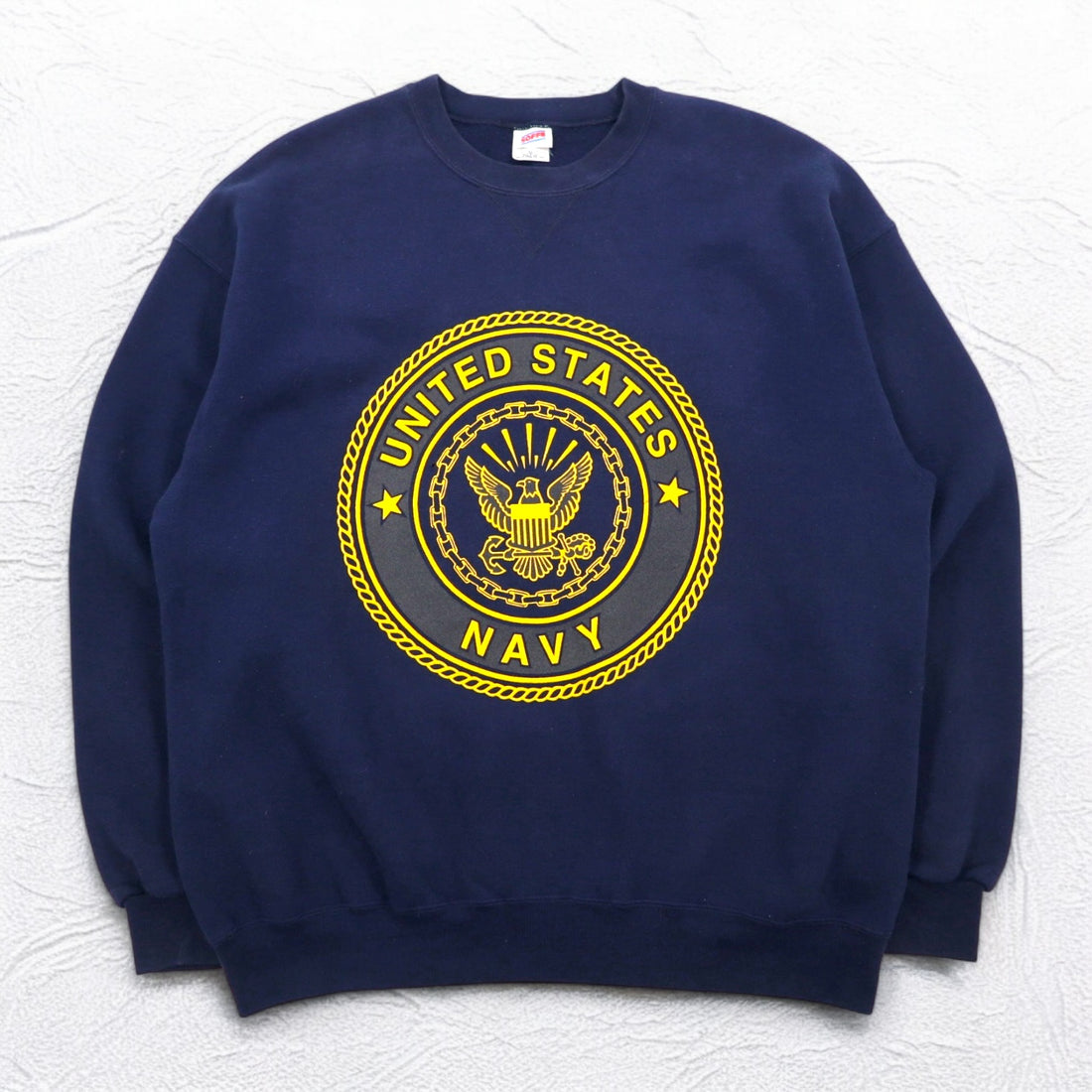 Vintage 90s USA Made US NAVY Sweatshirt SOFFE Sweatshirt XL Navy Double-sided Print Military