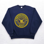 Vintage 90s USA Made US NAVY Sweatshirt SOFFE Sweatshirt XL Navy Double-sided Print Military