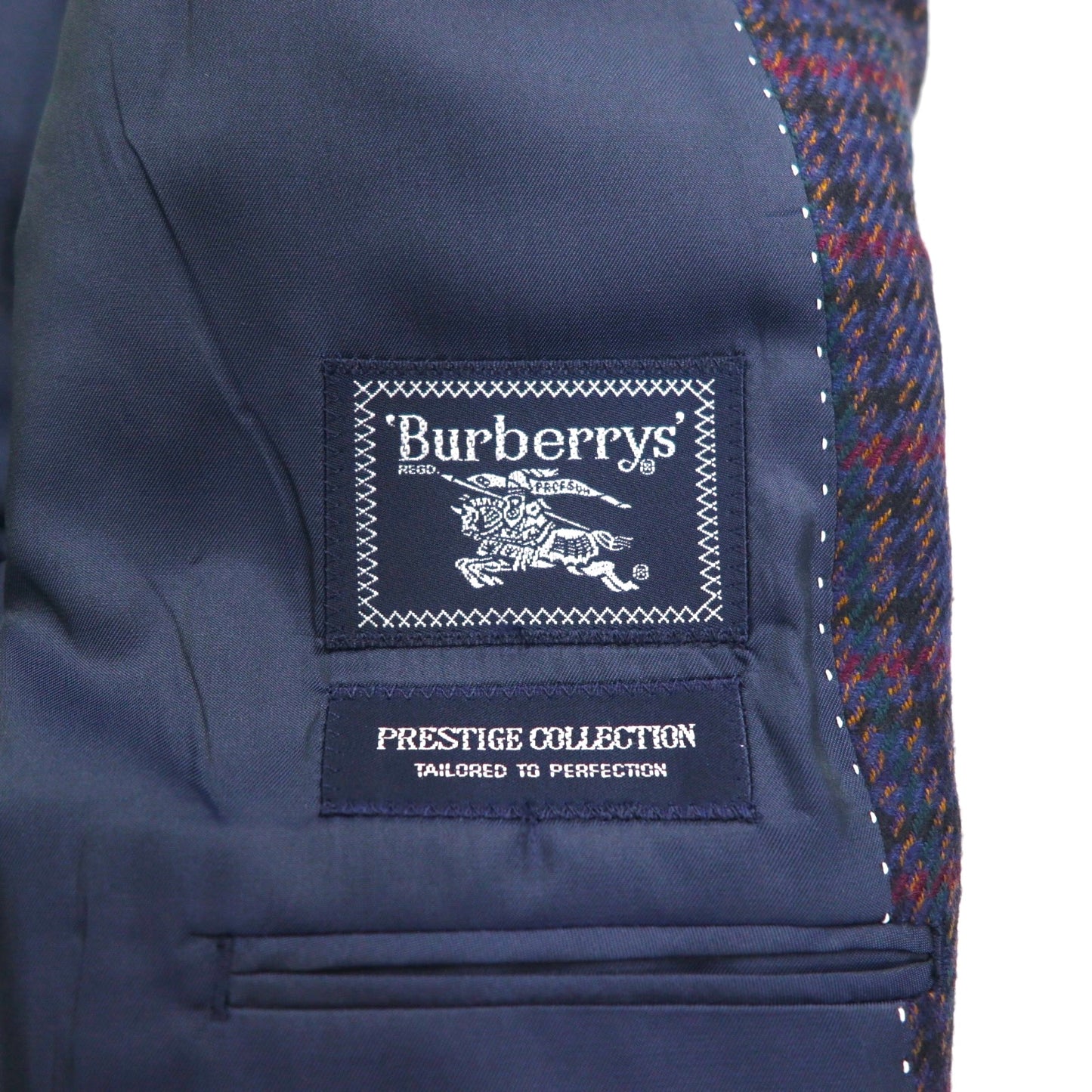 BURBERRY Silk Blend Tailored Jacket, Size M, Check, PRESTIGE COLLECTION, Made in Japan