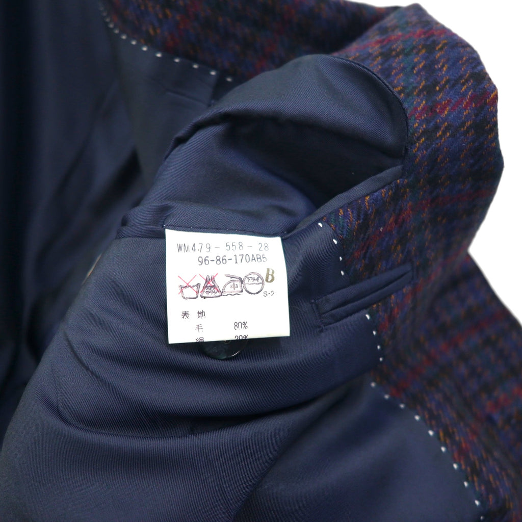 BURBERRY Silk Blend Tailored Jacket, Size M, Check, PRESTIGE COLLECTION, Made in Japan