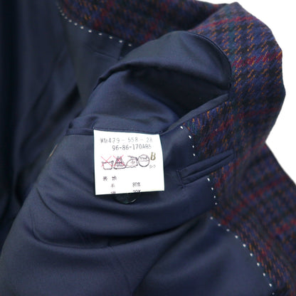 BURBERRY Silk Blend Tailored Jacket, Size M, Check, PRESTIGE COLLECTION, Made in Japan