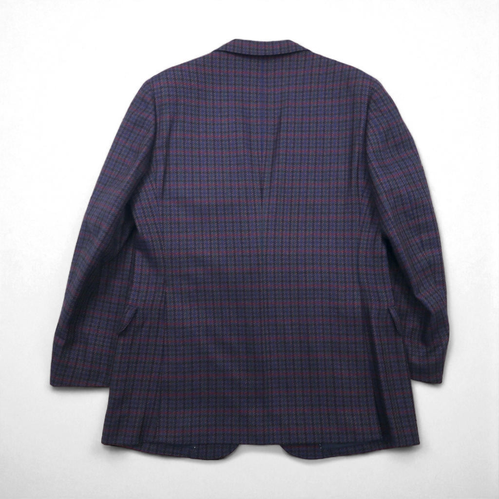 BURBERRY Silk Blend Tailored Jacket, Size M, Check, PRESTIGE COLLECTION, Made in Japan
