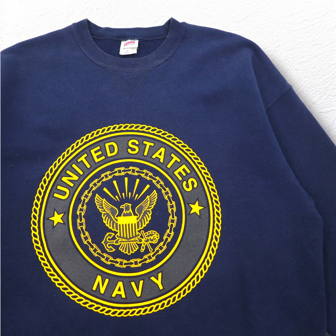 Vintage 90s USA Made US NAVY Sweatshirt SOFFE Sweatshirt XL Navy Double-sided Print Military
