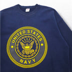 Vintage 90s USA Made US NAVY Sweatshirt SOFFE Sweatshirt XL Navy Double-sided Print Military