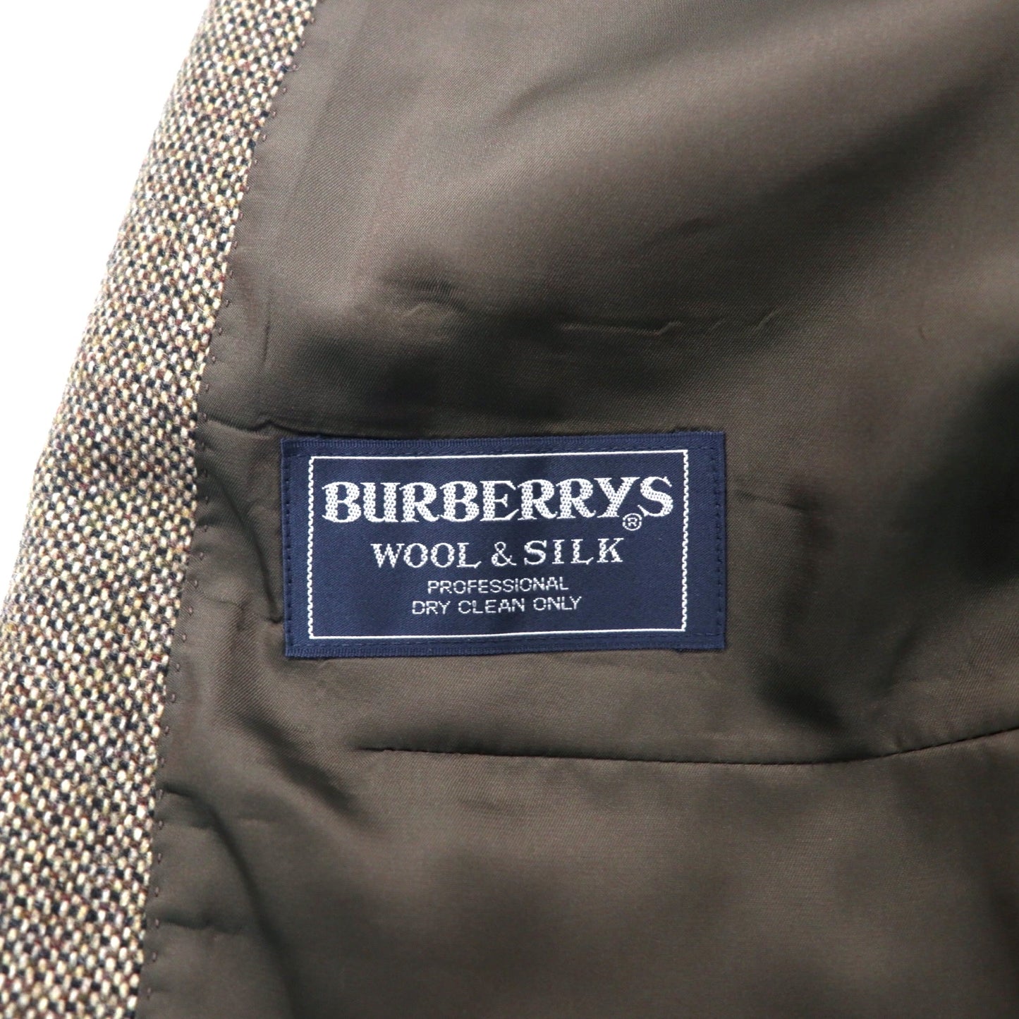 Burberrys オールド ツイード 2B テーラードジャケット 102-96-175 BB6 ブラウン ウール シルク混 飾りボタン 日本製