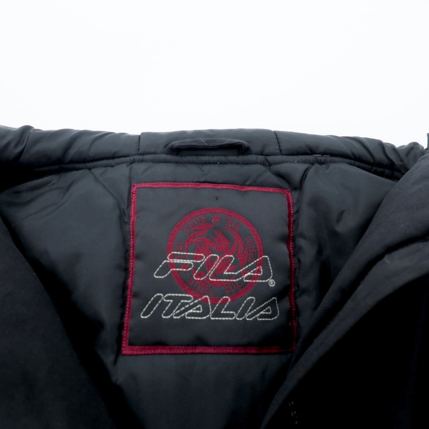 FILA 90年代 ビッグサイズ 中綿 ハーフジップ アノラックパーカー XL ブラック ナイロン カンガルーポケット