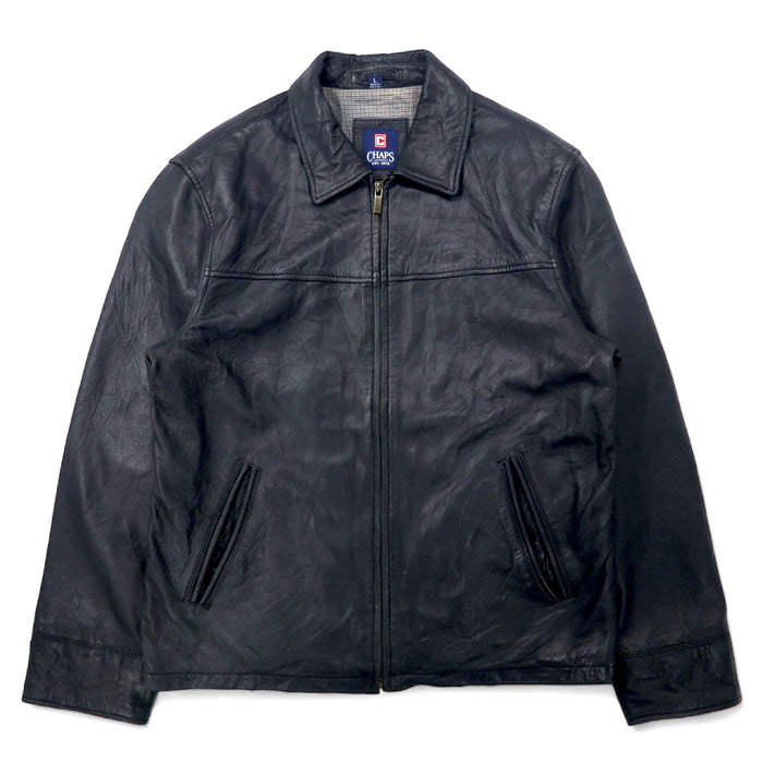 CHAPS Leather Jacket, Rider's Jacket, L, Black, Cowhide, Check Lining, Made in Pakistan