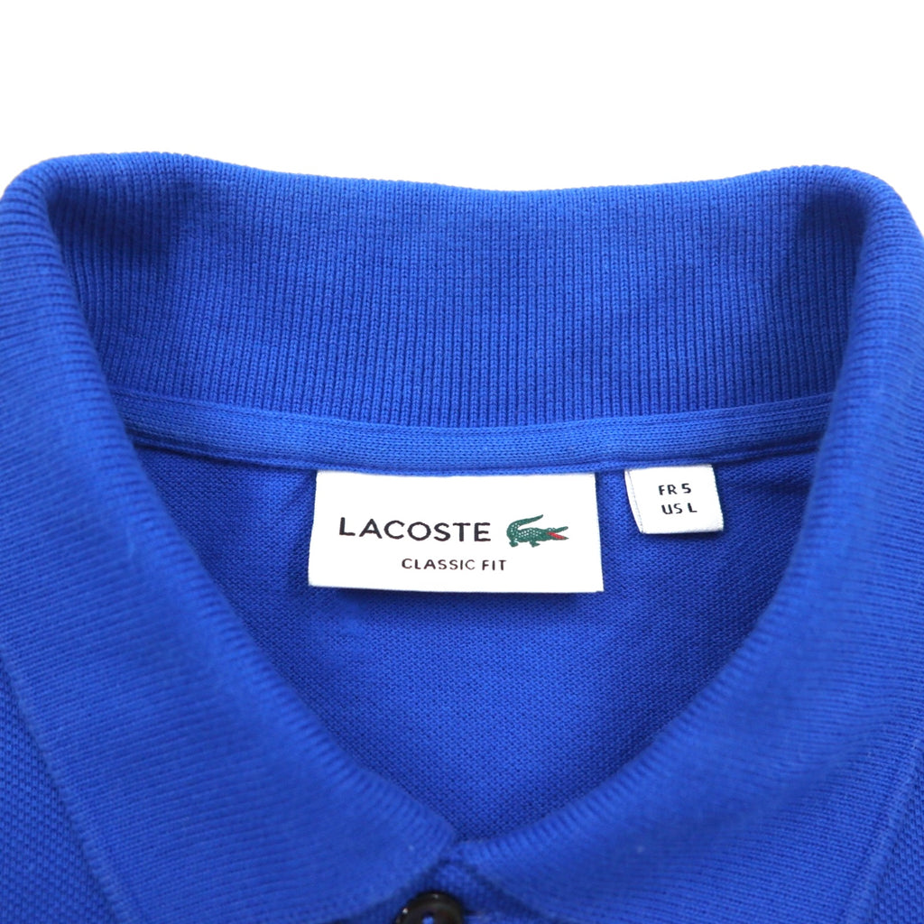 LACOSTE Classic Fit Polo Shirt L Blue Cotton Pique F8455