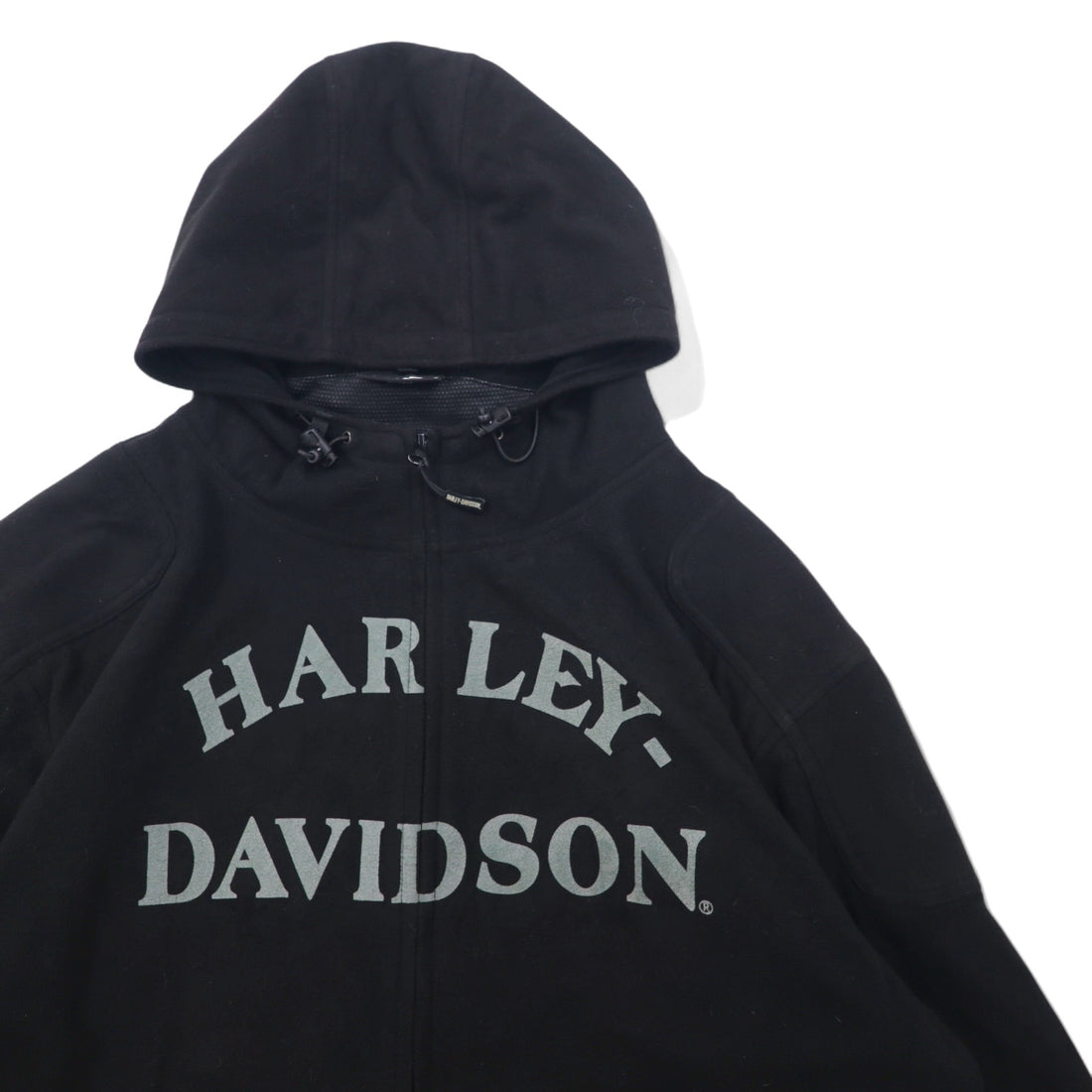 HARLEY DAVIDSON Fleece Jacket Hoodie XL Black Polyester Skull Print Reflector