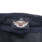 HARLEY DAVIDSON フリースジャケット パーカー XL ブラック ポリエステル スカル プリント リフレクター