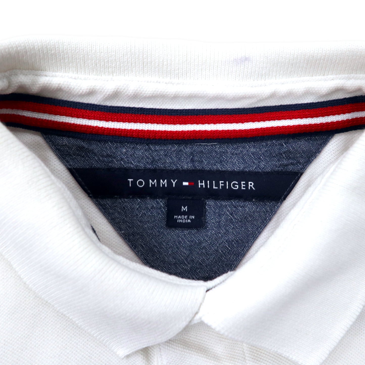 TOMMY HILFIGER フラッグロゴ ポロシャツ M ホワイト コットン