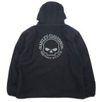 日本然リトテ-古着オンライン-HARLEY DAVIDSON フリースジャケット パーカー XL ブラック ポリエステル スカル プリント リフレクター-HARLEY DAVIDSON fleece jacket Hoodie XL black polyester skull print reflector