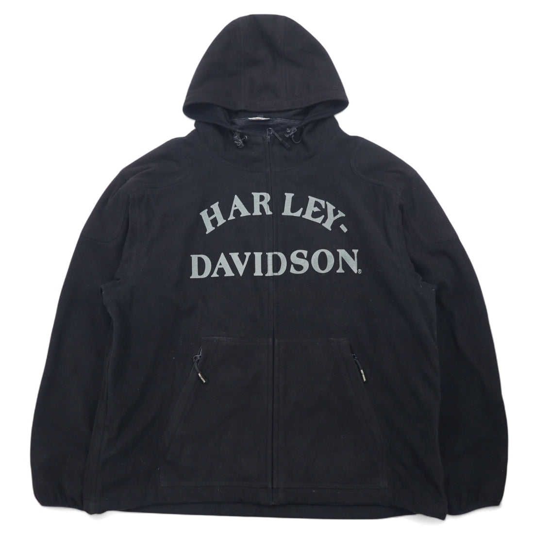 HARLEY DAVIDSON Fleece Jacket Hoodie XL Black Polyester Skull Print Reflector
