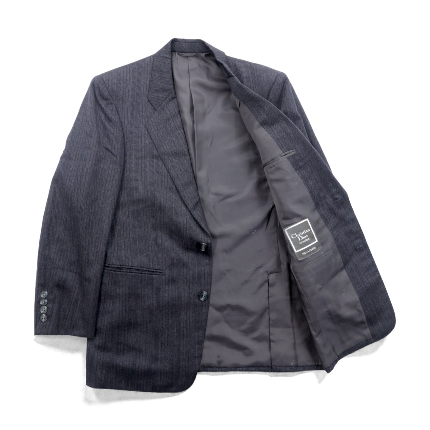 Christian Dior MONSIEUR 2Bテーラードジャケット S グレー ストライプ ウール オールド 日本製