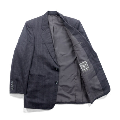 Christian Dior MONSIEUR 2Bテーラードジャケット S グレー ストライプ ウール オールド 日本製