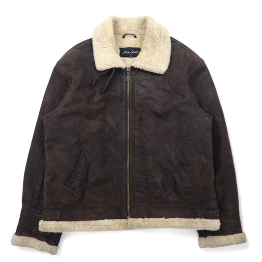 日本然リトテ-古着オンライン-RIVER SKIN B-3 ムートンジャケット レザージャケット XL ブラウン レザー-RIVER SKIN B-3 Mouton Jacket Leather Jacket XL Brown Leather