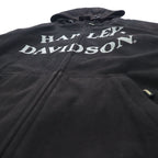 HARLEY DAVIDSON フリースジャケット パーカー XL ブラック ポリエステル スカル プリント リフレクター