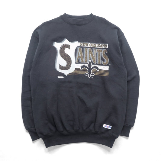TRENCH ULTRA 90年代 USA製 ヴィンテージ スウェット トレーナー L ブラック 裏起毛 NFL New Orleans Saints ビッグサイズ