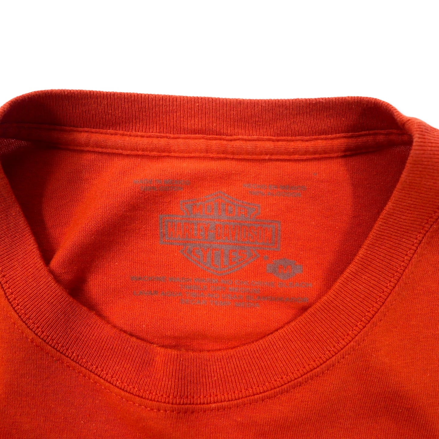 HARLEY DAVIDSON ロゴプリント Tシャツ M オレンジ コットン CANCUN MEXICO メキシコ製