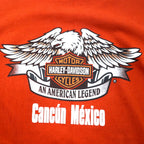 HARLEY DAVIDSON ロゴプリント Tシャツ M オレンジ コットン CANCUN MEXICO メキシコ製