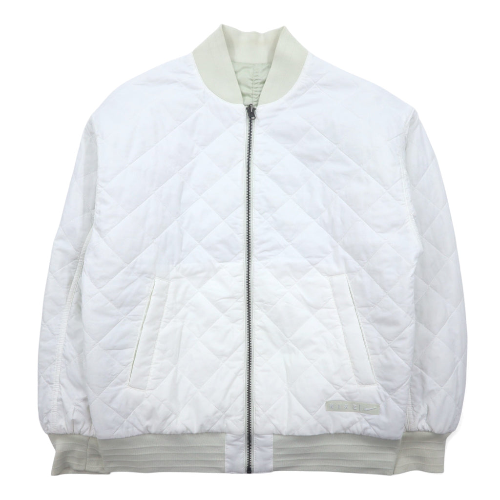 日本然リトテ-古着オンライン-NIKE Sportswear Essential リバーシブル MA-1 Reversible Varsity Bomber Jacket フライトジャケット XS ホワイト グリーン ナイロン キルティング FN3168-020-NIKE Sportswear Essential Reversible MA-1 Reversible Varsity Bomber Jacket Flight Jacket XS White Green Nylon Quilted FN3168-020