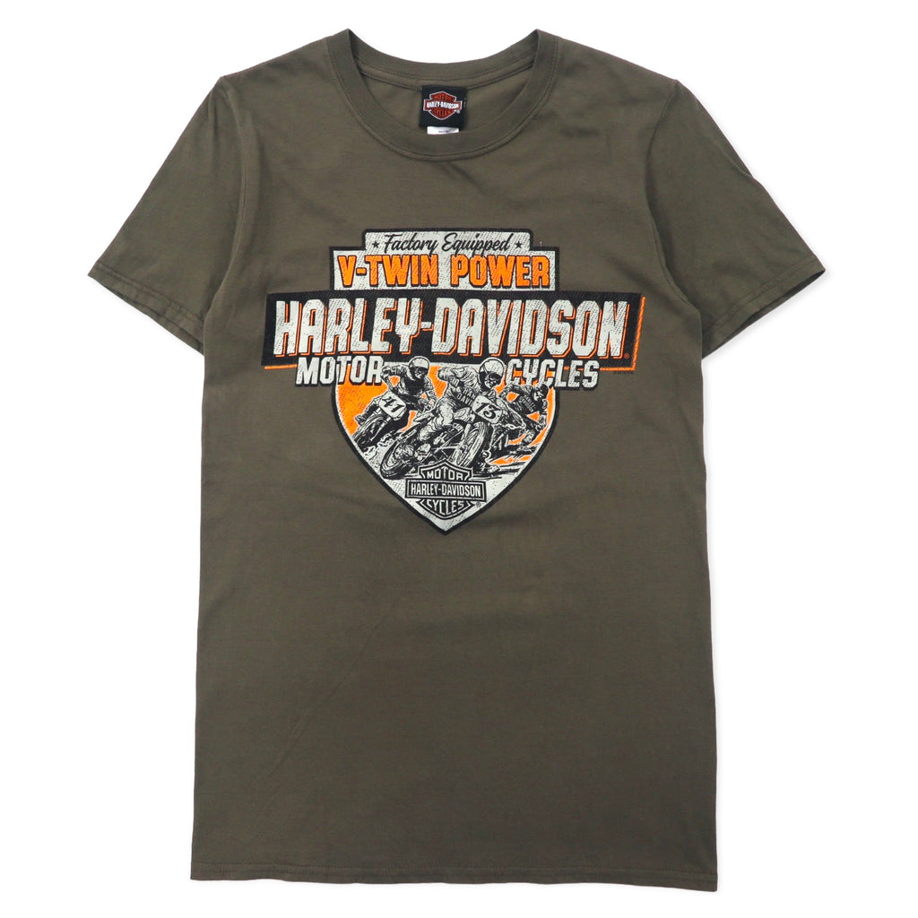 日本然リトテ-古着オンライン-HARLEY DAVIDSON ロゴプリント Tシャツ S カーキ コットン FLORIDA-HARLEY DAVIDSON Logo Print T-Shirt S Khaki Cotton FLORIDA