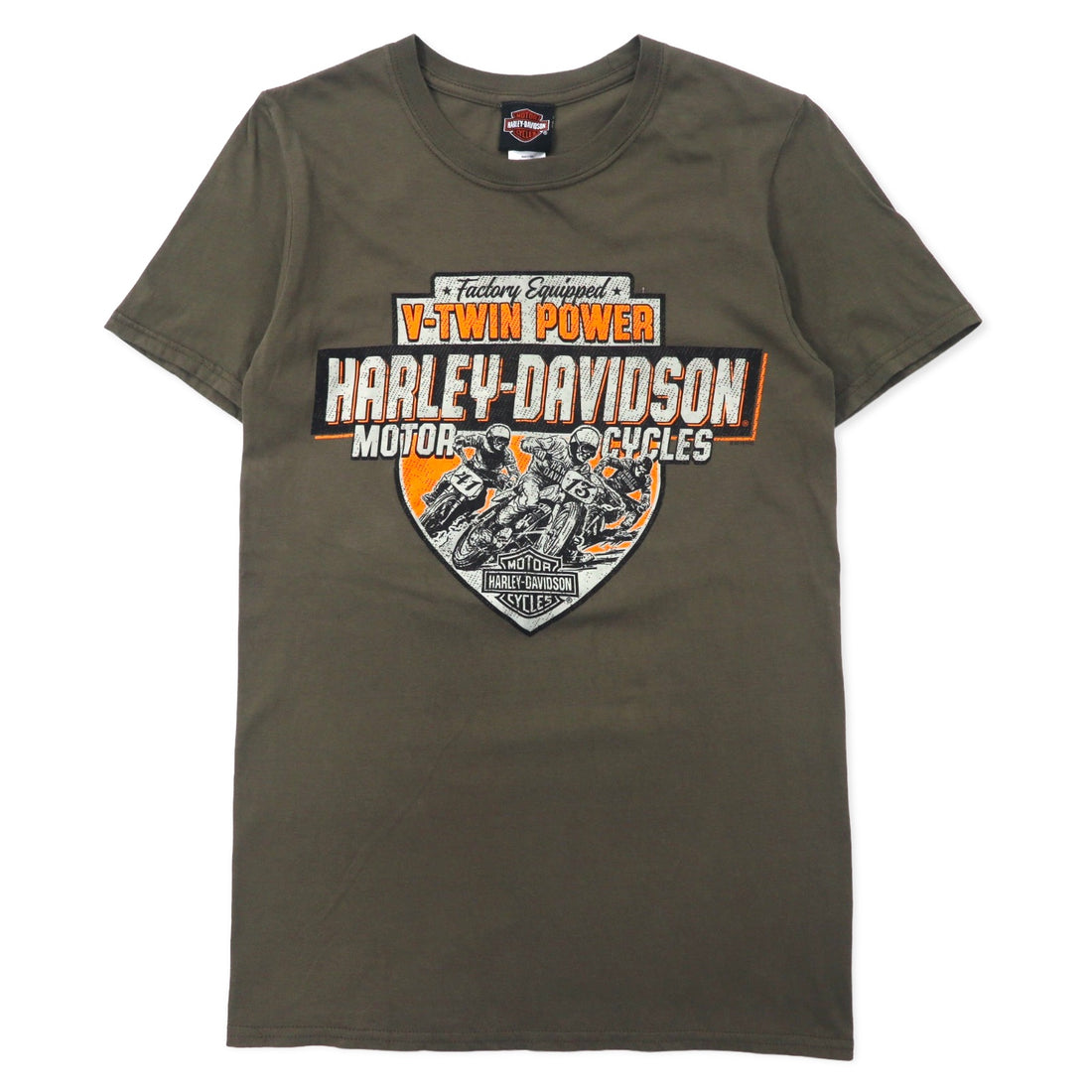 日本然リトテ-古着オンライン-HARLEY DAVIDSON ロゴプリント Tシャツ S カーキ コットン FLORIDA-HARLEY DAVIDSON Logo Print T-Shirt S Khaki Cotton FLORIDA