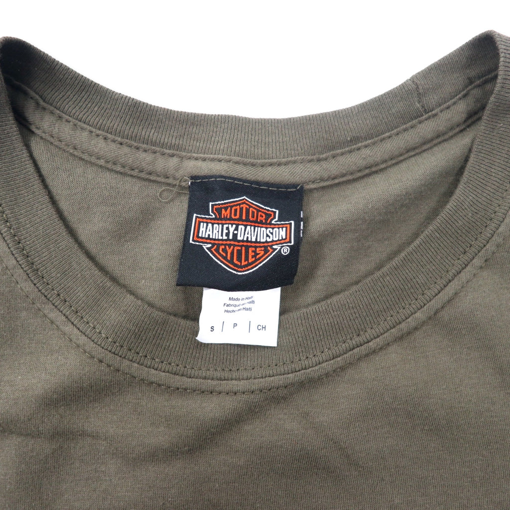 HARLEY DAVIDSON ロゴプリント Tシャツ S カーキ コットン FLORIDA