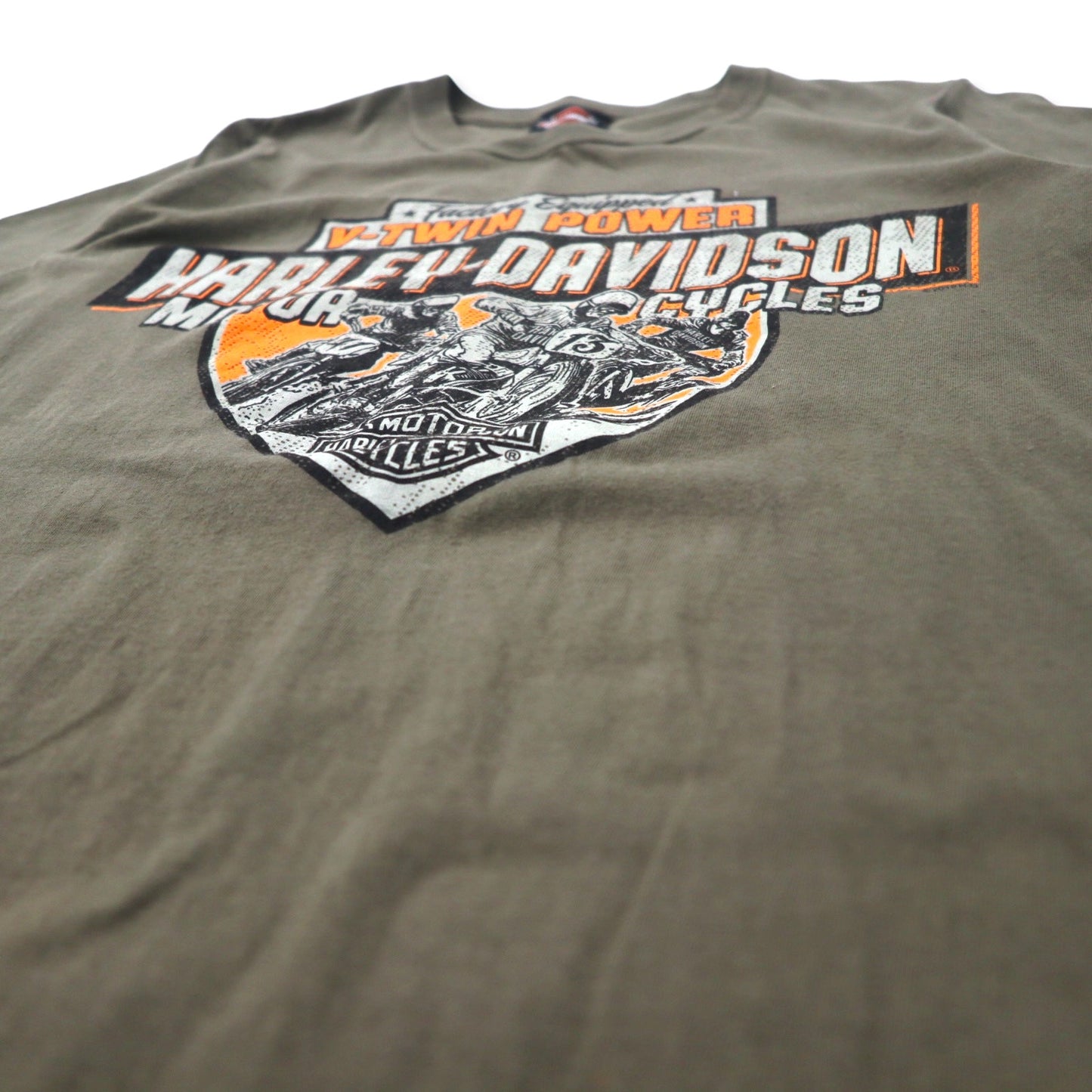 HARLEY DAVIDSON ロゴプリント Tシャツ S カーキ コットン FLORIDA