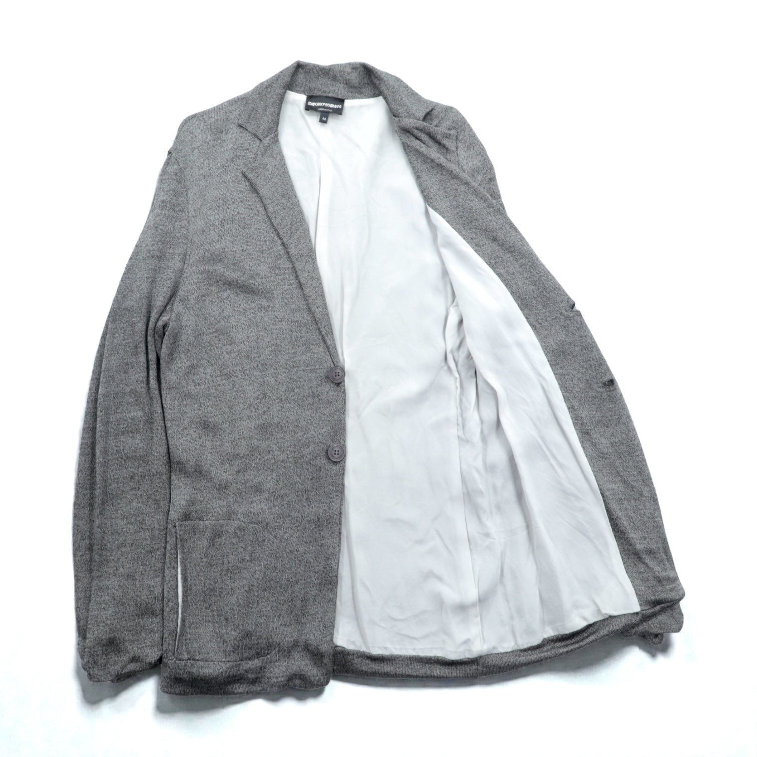 EMPORIO ARMANI シルキーニット テーラードジャケット M グレー イタリア製