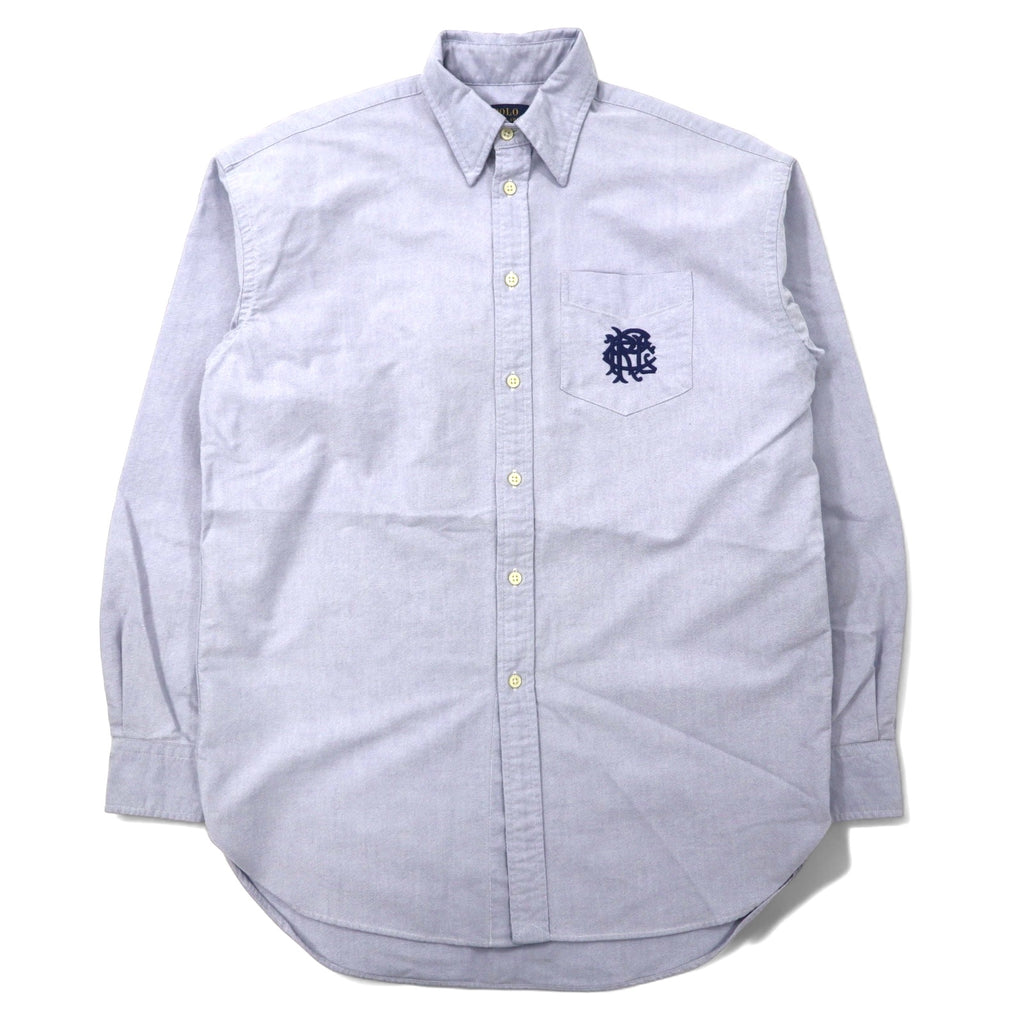 日本然リトテ-古着オンライン-POLO RALPH LAUREN オックスフォードシャツ M ブルー コットン エムブレム 刺繍-POLO RALPH LAUREN Oxford Shirt M Blue Cotton Embroidery