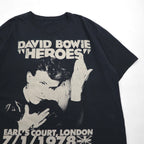 DAVID BOWIE David Bowie Rock Artist Band T-Shirt XL Black Cotton Memorial HEROES EARLS COURT