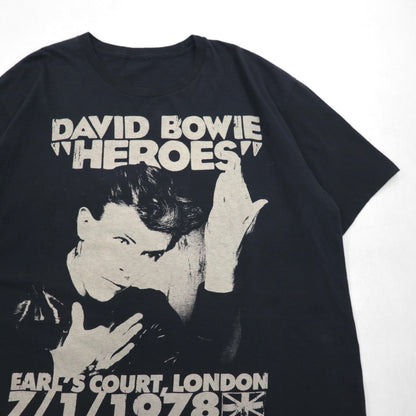 DAVID BOWIE デヴィッドボウイ ロック アーティスト バンド Tシャツ XL ブラック コットン 追悼 HEROES EARLS COURT